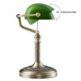 Newrays Banker Lampe de table avec interrupteur à fermeture éclair Lampe de chevet Abat-jour en verre vert-2