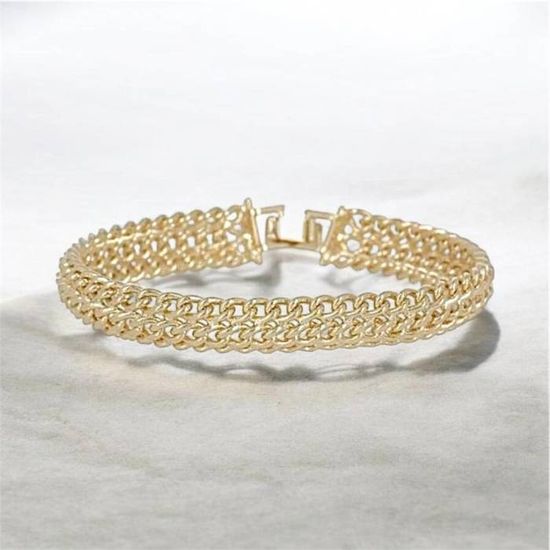 Gourmette Bracelet Maille Américaine Plaqué Or - Longueur 20 Cm - Poids 47 G - Occasion Très Bon état (TBE)
