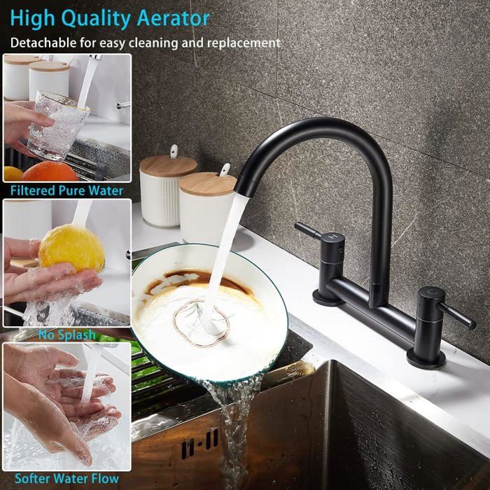 Hemobllo Robinet Cuisine Deux Trous Mitigeur Vertical Rétro - Eau Chaude Froide Séparée