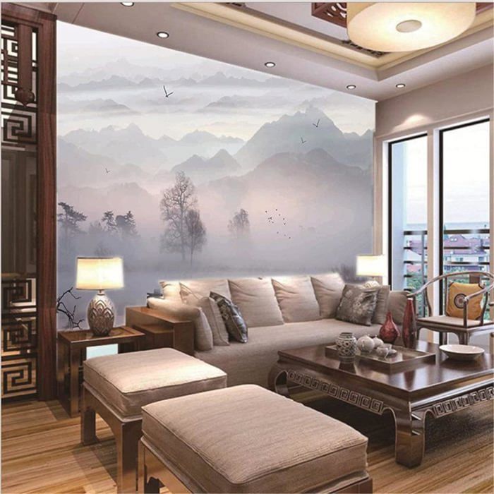 Papier Peint Panoramique Paysage De Nuages Zen 3D Poster Mural pour ...
