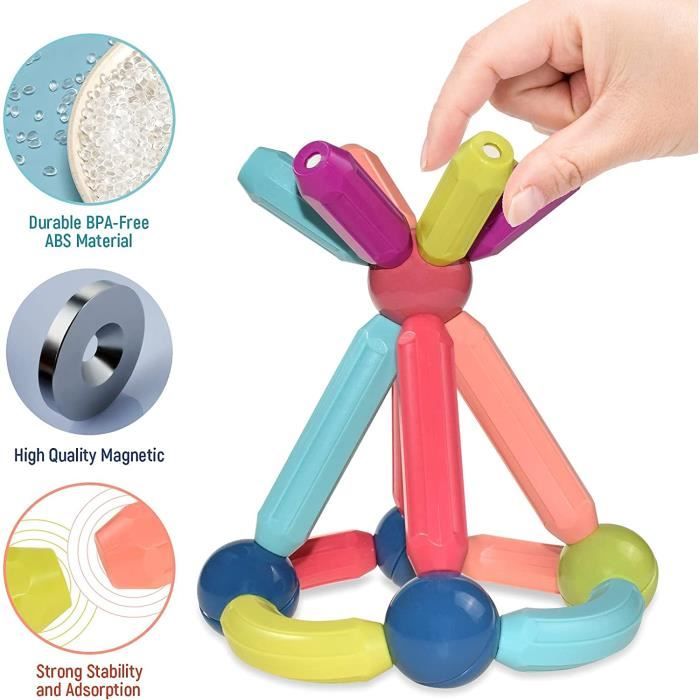 Blocs Magnétiques Éducatifs - Jeu de Construction Créatif pour Enfants