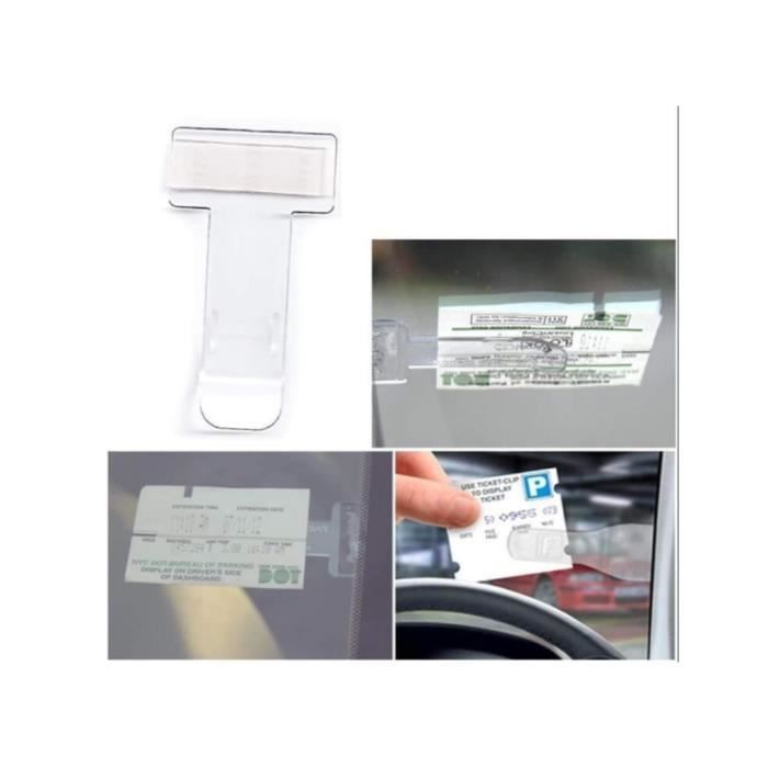 Lot De 6 Clips à Ticket Pour Pare-brise - Support Adhésif Transparent Pour Carte De Stationnement (Auto-Adhésif, Sans Outil)