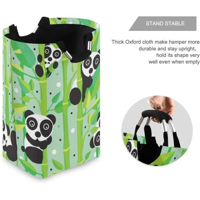 Panier à linge en bambou avec motif pandas Grand panier de rangement