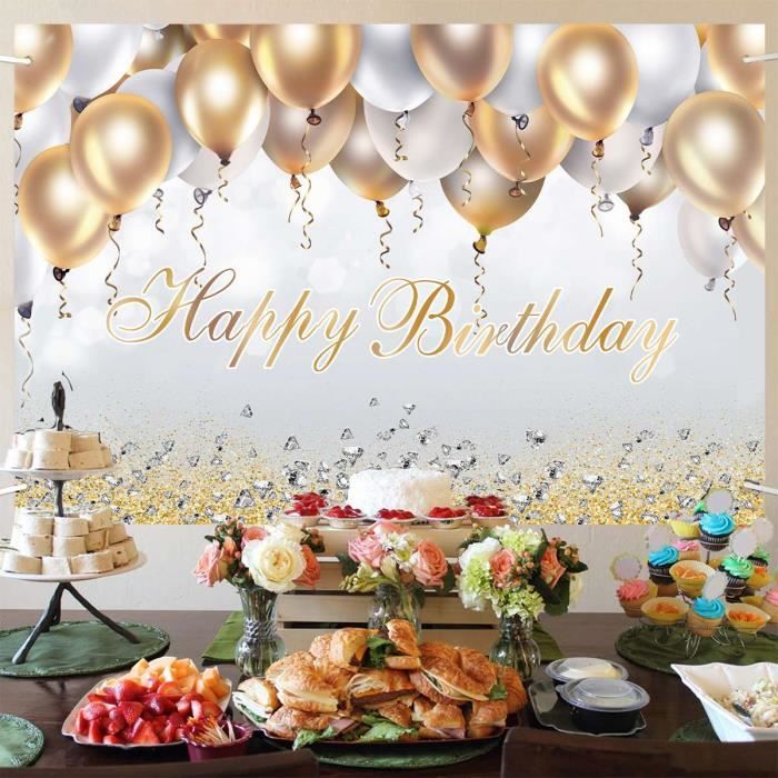 Arrière-plan à paillettes dorées pour anniversaire, Ballons en diamant,  couleur Champagne, décoration pour fête de