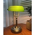Newrays Banker Lampe de table avec interrupteur à fermeture éclair Lampe de chevet Abat-jour en verre vert-3