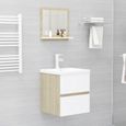 4228MIEUX® Miroir déco Moderne - Miroir Maison Salon de salle de bain Blanc et chêne sonoma 40x10,5x37 cm-3