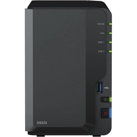 Disque NAS - SYNOLOGY - DS223 - 2 Baies - Realtek RTD1619B Quad-Core - 8 To