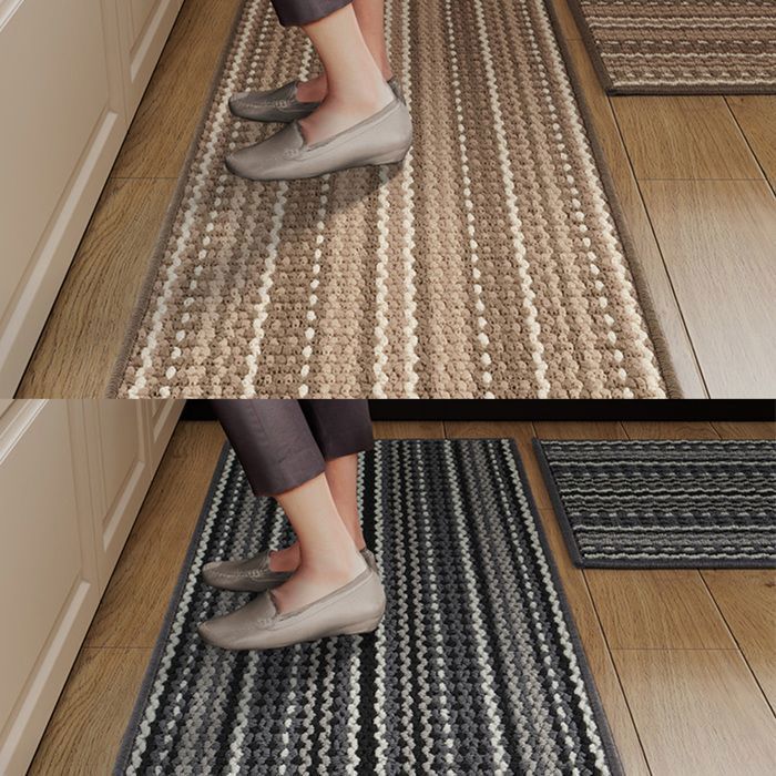 Anro Lot 2 Tapis Cuisine Antidérapants Imperméables - Confort 12mm Éponge, Noir 44x75 + 44x150 Cm