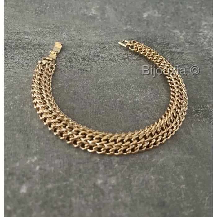 Bracelet Maille Américaine Dolly-Bijoux – Plaqué Or 18K 5 Microns – 21 Cm – Femme