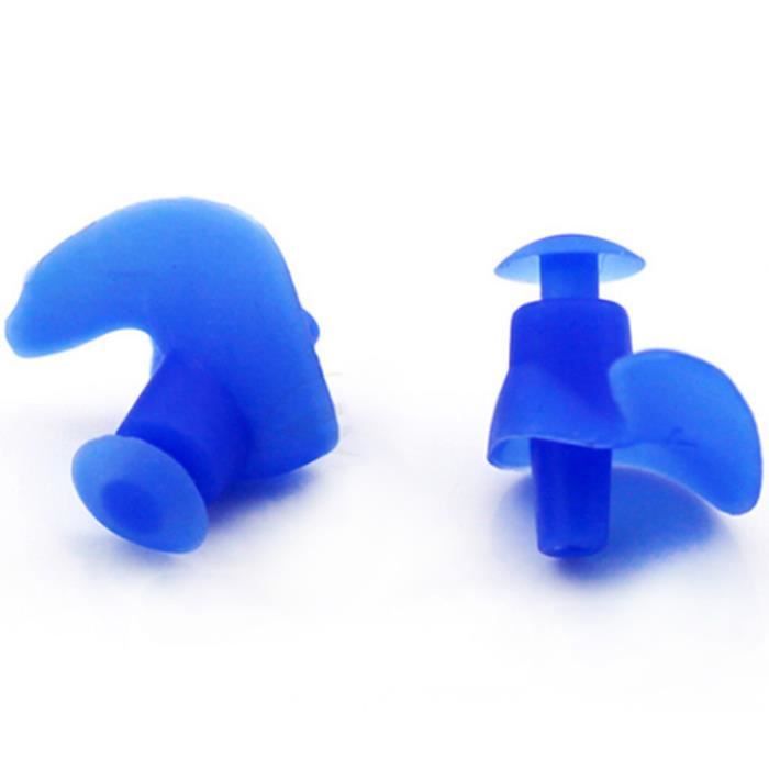 1 Paire silicone souple natation bouchon d'oreille imperméable à l'eau clip  nager écouteurs surf natation bouchons d'oreilles Bleu - Cdiscount Sport