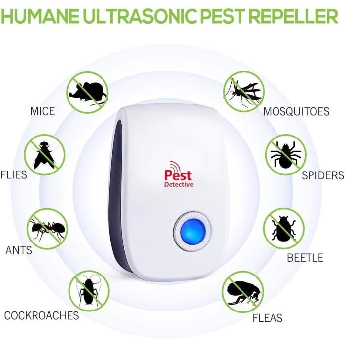 Flintronic 2 Pièces Répulsif Ultrason Anti-Souris Et Insectes – Puissant Repousse Rongeurs, Moustiques, Araignées – Couverture Jusqu'à 60 M²