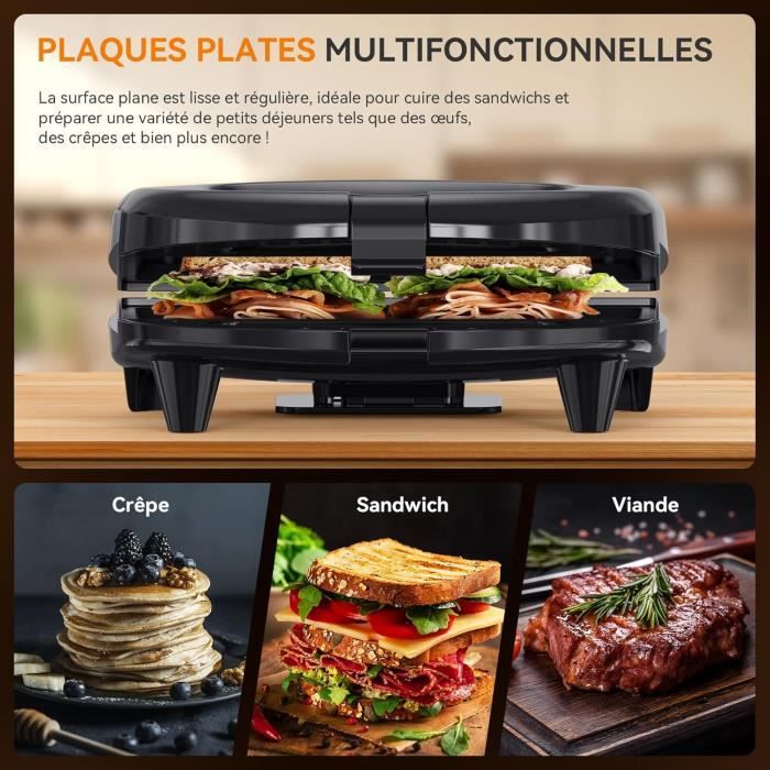Machine À Croque Monsieur Avec Plaques Plates, Sandwich Toaster ...