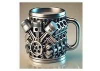 Tasse Moteur Voiture Réutilisable - Mug Café Résine Et Inox Pour Amateurs D'Automobile