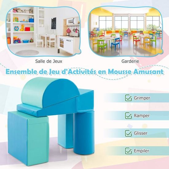 GYMAX Module Motricité Bébé 5 Pièces En Mousse – Housse PU, Remplissage EPE, Jouet éducatif Pour Ramper, Grimper, Dès 1 An