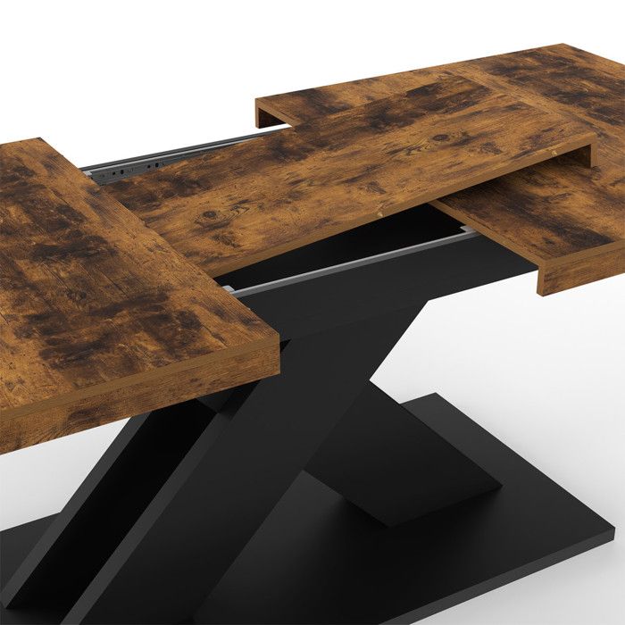 Table à manger extensible rectangle HAWKINS 6-10 personnes bois foncé 160-200 cm | Leroy Merlin