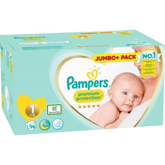 Pampers Couches bébé Taille 1 (2-5Kg) premium protection x44