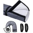 Enveloppe isolante grise 150×50 cm à fixation adhésive, protège le conduit extérieur de votre climatiseur mobile.