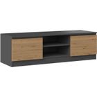 CDF TIVOLI - Meuble TV style moderne - 120x40x36cm - 2 niches + 2 portes - Rangement matériel télé/audio