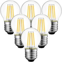Lot de 6 Ampoule LED Filament E27 G45,4W Equivalente à Ampoule Halogène Vintage 40W, 6000K Blanc froid, Non réglable -230V