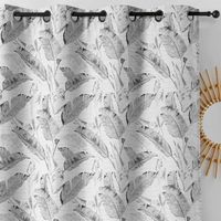 Rideau tamisant à motif plumes Gris 135 x 240 cm