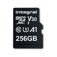 INTEGRAL Micro SDXC 256GB UHS1 U1 CL10 V30 A1 + Adaptateur SD - Lecture  jusqu'à  100 MB/s / Ecriture jusqu'à 45MB/s + SD Adapter