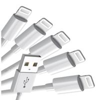 Lot 5 Cable Type Lightning vers USB - Charge et Synchro - (2.4 A) Chargeur Compatible avec Apple pour iPhone 14/Pro/13/Pro/12/Pro/11