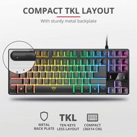 Trust Gaming GXT 833 Thado Clavier Gamer TKL RGB Filaire Compact, Éclairage LED Multicolore, AZERTY Français