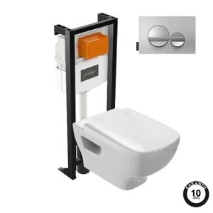 WC - TOILETTES Pack WC suspendu sans bride JACOB DELAFON Struktura+ bâti-support + plaque Chrome brillant/Chrome mat