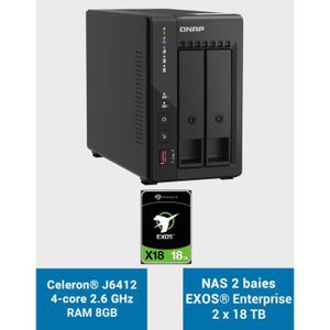 SERVEUR STOCKAGE - NAS  QNAP TS-253E 8GB Serveur NAS 2 baies EXOS Enterprise 36To (2x18To)