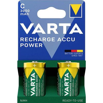 Piles Rechargeables VARTA - Lot De 2 Piles C (format Baby) 3000 MAh - Pour Lampes Torches, Jouets, Appareils énergivores