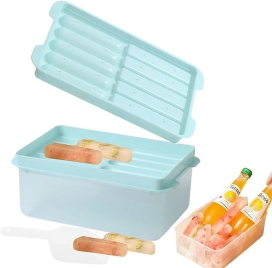 Bac à Glaçons - Silicone - 1 Bac - Couvercle - 10 Glaçons - 9.5 Cm De