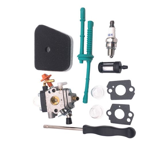 Haishine C1Q-S174 Vergaser Kit für Stihl FS90 FS90 R FS87 FS87R FS100 FS110 FS110R für FS FC KM Rasenmäher Serie mit Zündkerze Luftfilter Ölfilter Vergaserdichtung Ölblasenstopper