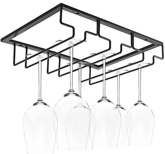 Support Verre à Pied Suspendu - Lot De 5 Étageres Pour Cave à Vin Et Cuisine