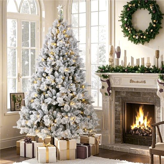Sapin De No l Artificiel 180 Cm Illumin 1348 Branches LED Blanc sapin-de-no-l-artificiel-180-cm-illumin-1348-branches-led-blanc
