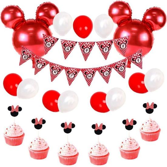Décorations de fête d'anniversaire Minnie pour 2 ans avec inscription « Oh  Twodles » et bannière rose « Happy Birthday » pour cupcak - Cdiscount Maison
