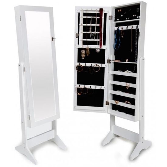 Armoires placard à bijoux bois blanche miroir chambre dressing 1408002