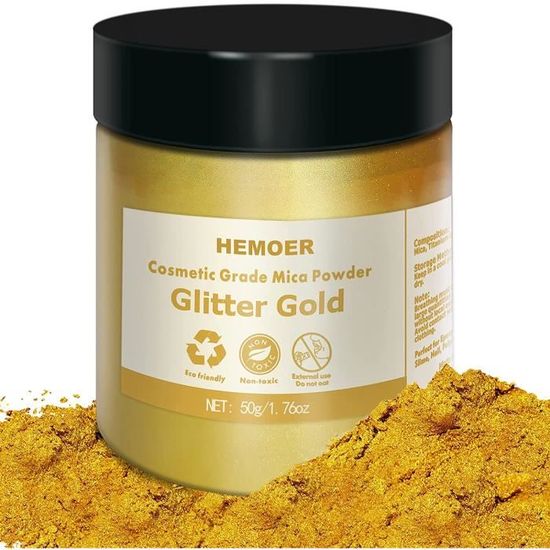 Poudre de mica doré, 50g Pigment pour résine époxy pour savon Poudre de mica métallisé pour