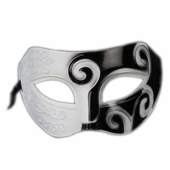  Noir et Blanc Halloween Hommes Costume Venitienne Greco-romaine Parti Masque de mascarade