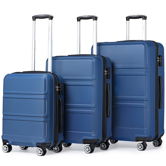 KONO Set 3 Valigie Rigide ABS Marsiglia – Leggere, Con Ruote 360° E Lucchetto – Bagaglio A Mano, Media E Grande
