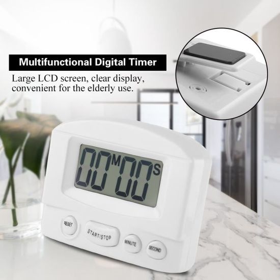 Lot De 4 Minutiers De Cuisine Avec Grand écran LCD - Chronomètre Digital Réglable Pour Cuisson, Douche, Sport - 2