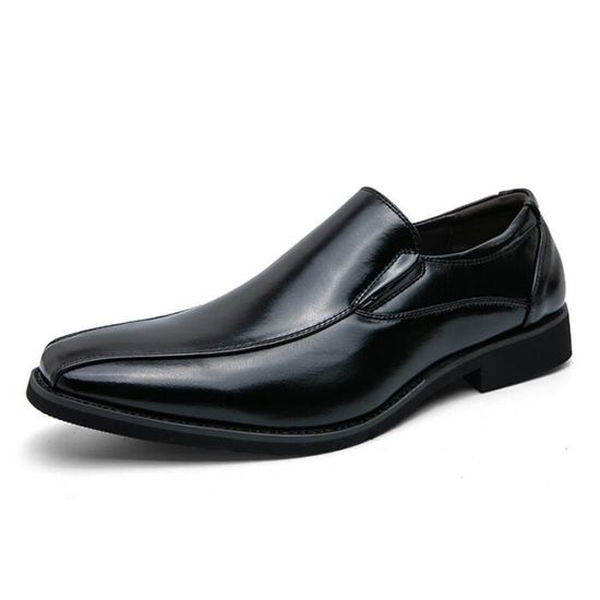 Chaussures En Cuir Pour Homme Noir - Hauteur +8 Cm - Semelle Épaisse Chaussures Ville Élégantes