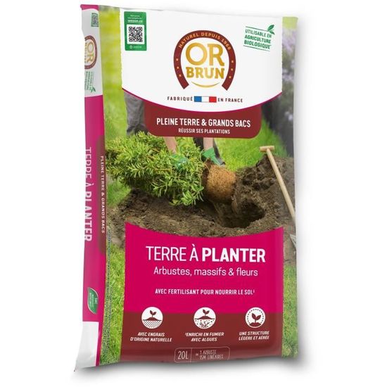 Terreau Potager 20L OR BRUN – Complet, Enrichi Organique, Idéal Carrés Potagers & Fruits Légumes
