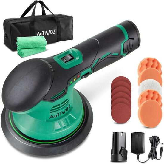 Polisseuse Voiture Sans Fil 12V 8 Vitesses - Kit Complet Avec 2 Batteries Pour Polissage Et Cirage