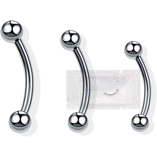 Bijou Piercing Sourcil Anneau Circulaire - Acier Chirurgical 316L Stérile - 16G 1.2mm - Boules 3mm