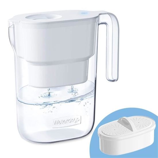 Filtre à Eau Waterdrop Compatible Carafe ZeroWater® - Pack De 2 - Filtration Multi-étages - Blanc