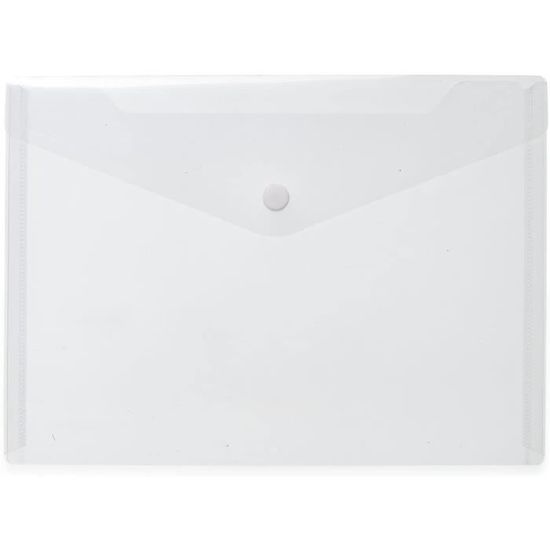 QWORK Lot De 12 Pochette Plastique A5 Avec Bouton Pression - Porte-Documents Transparents Et Solides