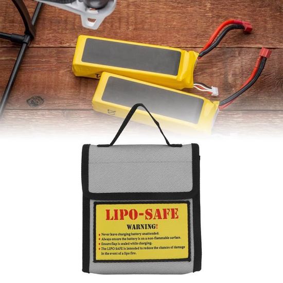 Sac De Stockage Ignifuge Pour Batteries LiPo RC - Dimensions 185x75x65mm - Sécurité Lors Du Chargement Et Du Rangement