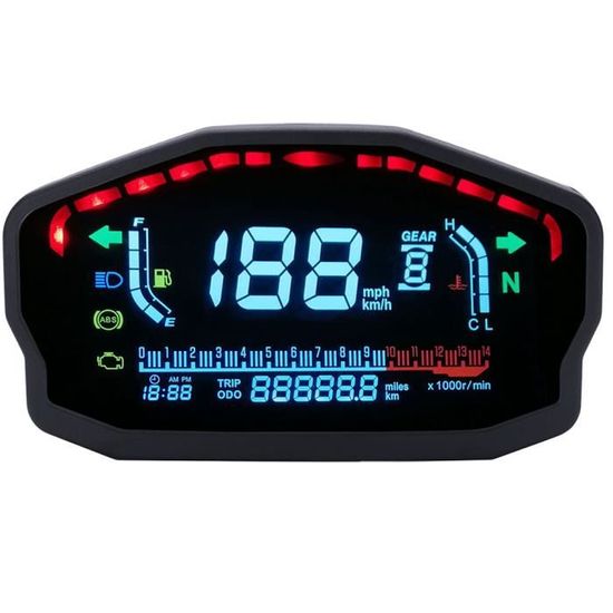 1 Pc Moto Compteur De Vitesse Température L'eau Noir LCD Numérique Odomètre Jauge Tachymètre pour   COMPTEUR - COMPTE-TOURS