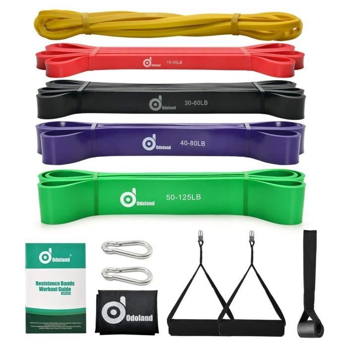 Odoland Bandes de Résistance élastique 9 en 1 Bandes d'exercice Durable avec Ancrage de Porte et Poignées pour Fitness, Pilates