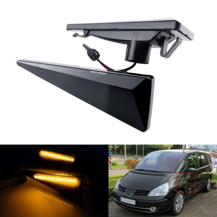 ANG RONG LED Clignotants Répétiteur lentille Noir Pour Renault Espace IV Megane II Grand Scénic II Wind Vel Satis